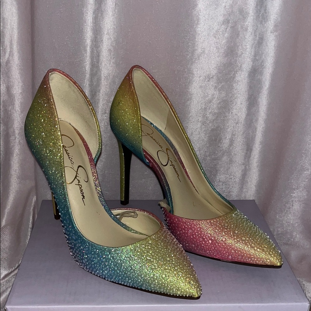 Limited Edition Jessica Simpson Rainbow Sparkle Heels